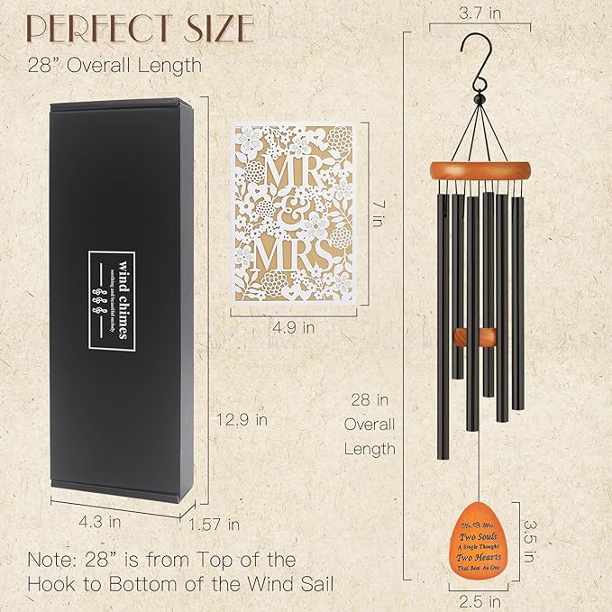 Wedding Gifts for Couple 2025,Married Gifts for Newlywed Mr. and Mrs. Wind Charms,Wedding Wind Chime,Engagement Gift idea for Couple Home