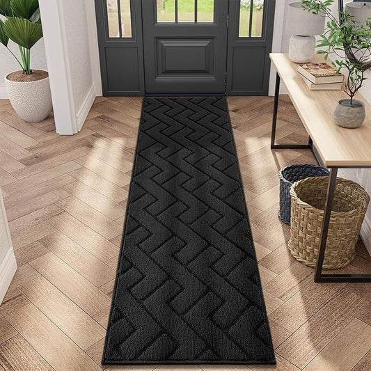 hicorfe Indoor Doormat,Front Back Door Mat Rubber Backing Non Slip Door Mats 20"x59" Absorbent Resist Dirt Entrance Doormat Inside Floor Mats Entryway Washable Low-Profile for Patio,Garden(Charcoal)