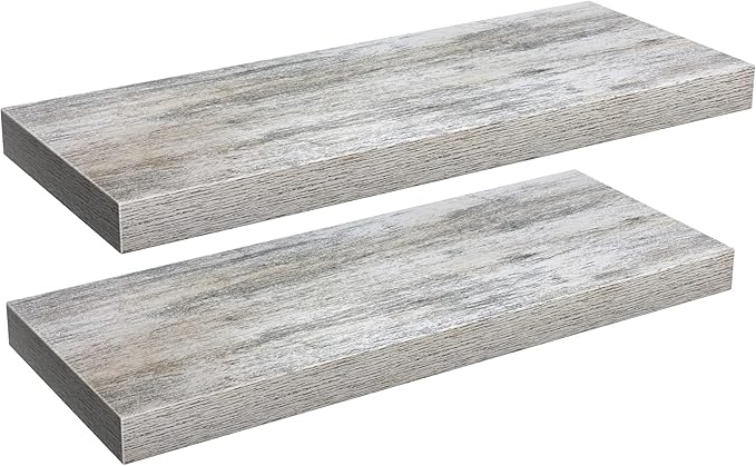 Sorbus Floating Shelves, Wall Shelves for Bedroom, Kitchen, Living Room, Bathroom Shelves Over The Toilet, Office, Home Decor, Farmhouse, 16 Inch Wall Mounted Rustic Floating Shelves for Wall, 2 Pack