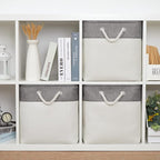Bidtakay Fabric White Baskets for Shelves Set of 3 Cube Storage Large Organizer Bins 13x13 Closet Storage Bins for Home Office Nursery Collapsible Storage Bins for Organization