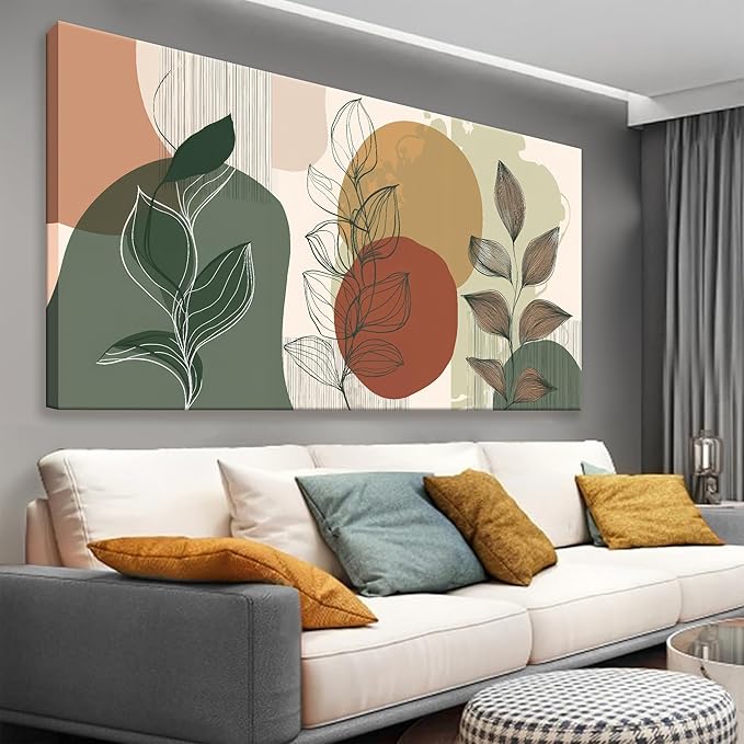 Tsomzxng Large Abstract Boho Wall Art For Living Room Century Modern Canvas Art Wall Decor Picture Painting Aesthetics Botanical Abstract Art Prints Bedroom Office Wall Hanging Decor 29x58 In