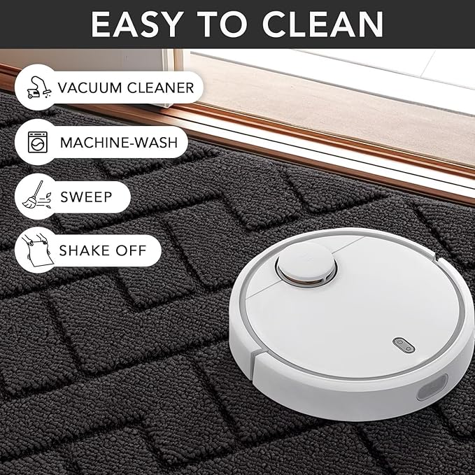 hicorfe Front Door Mat Outside Entrance,32"x40" Absorbent Muddy Dirt Resist Welcome Door Mats Outdoor Indoor,Stain and Fade Resistant,Non Slip Backing Entry Mat Doormat for Entryway(Charcoal)