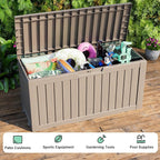 Vixzen 85 Gallon Resin Deck Box, Lockable Outdoor Storage Box for Patio Cushions Storage Furniture,Garden Tools, Pool Supplies, Weatherproof and UV Resistant-Grey