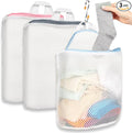 3Pcs Hanging Laundry Bags for Socks with S Hooks, 3 Color Mesh Laundry Bags for Washing Machine