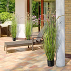 KOL Artificial 5ft 2-Pack Horsetail Reed Grass, 59in Tall Artificial Indoor Outdoor Fake Grass Plant, Home Office Decorative Artificial Plants in Pot Faux Plant Greenery, Wedding Decor Grass