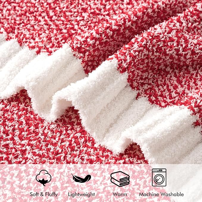 MIULEE Red Super Soft Throw Blanket for Couch, Cozy Fluffy Warm Blankets Lightweight Knit Throw Blankets for Sofa, Bed, Chair, Living Room, Camping, Picnic, 60 x 80 inch