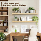 Floating Wall Shelves 2-Pack - 36-Inch Rustic Wooden Shelves for Storage and Décor, Easy Installation for Living Room, Bedroom, and Kitchen