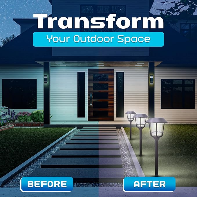 Solar LED Path Lights 4 Pack – 12 Lumens, Warm White, Weathered Zinc, Stainless Steel, Solar Powered, Weather-Resistant Outdoor Lighting for Walkway, Garden, Patio, Sidewalk