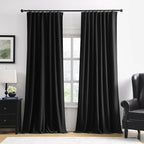 RAIN CITY Black Blackout Curtains 50 x 120-inches Long 2 Panels,100 Inch Wide Total Modern Farmouse Thermal Insulated Energy Saving Window Drapery for Living Room