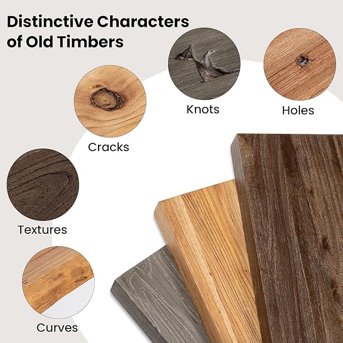 Fun Memories Floating Shelves for Wall, 36"x9.3" Rustic Solid Elm Wood Shelves, Heavy-Duty Wall Mounted Shelves with Invisible Brackets, Set of 2 for Living Room, Bedroom, Kitchen, Grey Finish