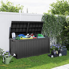 180 Gallon Resin Deck Box, Lockable Patio Outdoor Storage Box for Furniture, Garden Tools and Tools Storage, Waterproof Outside Storage Boxes - Black