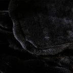 Black Fluffy Thick Fur Throw Blanket 50x60 for Bed Couch Office Chair Bunny Soft Blanket for Adults Gift Home Living Room Decorative Decor 860 GSM