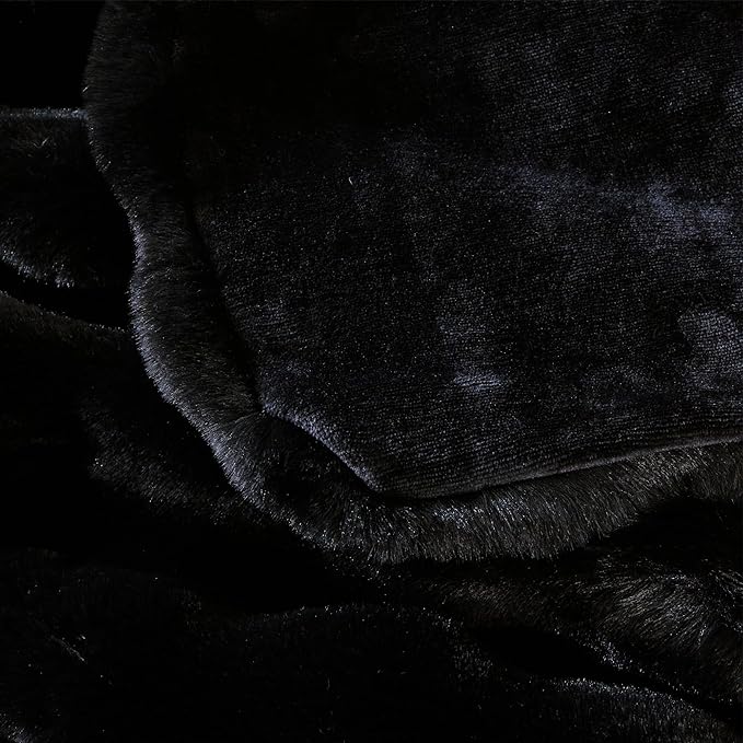 Faux Fur Black Thick Soft Throw Blanket 60X80 for Bed Couch Gift Office Chair Bunny Faux Rabbit Fur Blanket Decorative Warm Throw Blanket 860 GSM