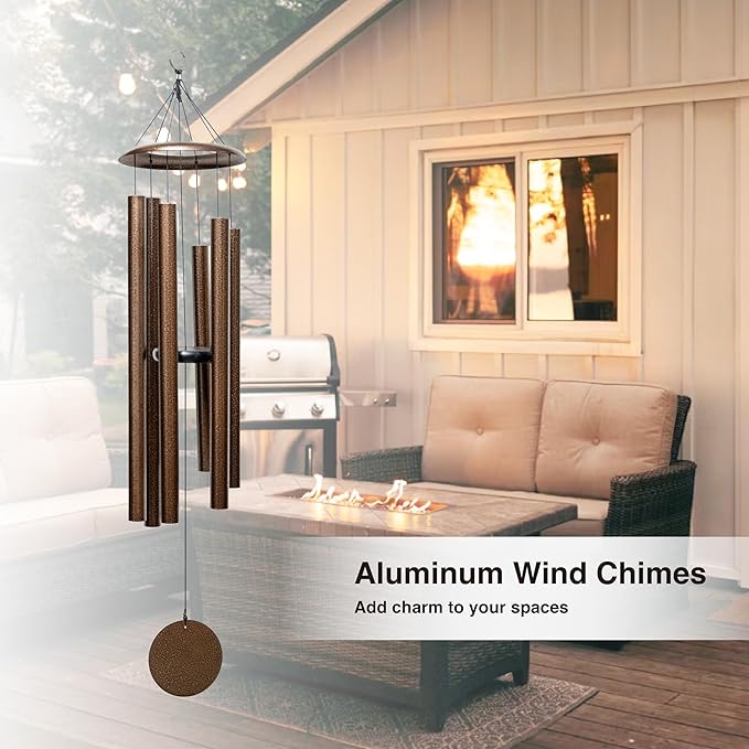 44 Inch Wind Chimes for Outside Deep Tone Sound Like Church Bell Rings Memorial Mother Day Copper Vein 1pcs Thickness of Tube is 2.8mm Taiwan Made