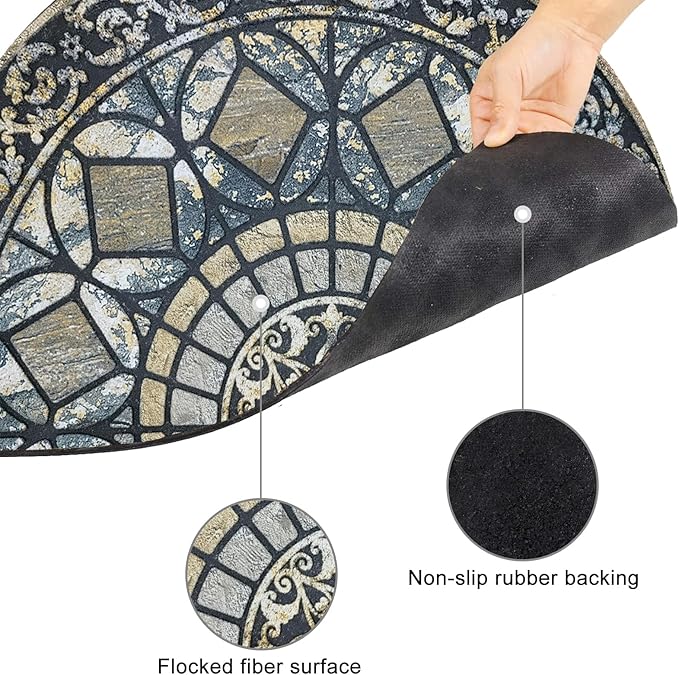 CHICHIC Entrance Door Mat Large 18 x 30 Inch Entry Way Doormat Front Door Rugs Outdoors Heavy Duty Welcome Mat Non Slip Rubber Back Low Profile for Garage, Patio, High Traffic Area, Blue