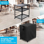 Kingling Outdoor Pizza Oven Table Cover for Ooni Medium Table, Waterproof Outdoor Grill Prep Table Cover Pizza Oven Stand Cover - 32''L x 24''W x 35''H(Black)