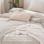 Litanika Comforters Super King Size Linen, 3 Pieces Lightweight Solid Bedding Set & Collections, All Season Fluffy Bed Set (120x120In Comforter & 2 Pillowcases)