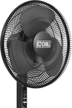 EZ-CHILL 16” Oscillating Pedestal Fan, 3-speed Options, 90-Degree Oscillating Head, Adjustable Height and Tilt, Powerful Air Flow, Black, MTFS-16B-BLK