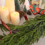 Artificial Norfolk Pine Garland - Faux Christmas Garland Fake Green Garland for Fireplace,Table, Stairs, Mantle, Window,Indoor Outdoor,Home,Holiday Decor (1 PCS,9 FT)