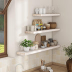 Axeman Floating Shelves for Wall - 40''W x 8'' D Rustic Solid Elm Wood Shelves for Storage, Wall Mounted Display Shelving with Invisible Heavy-Duty Metal Bracket (White Wash, 2PCs)