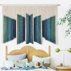 IOWER Macrame Wall Hanging Dip-Dyed 59" Wx37 L Craftsmanship Fiber Yarn Wall Art Boho Macrame Wall Decor
