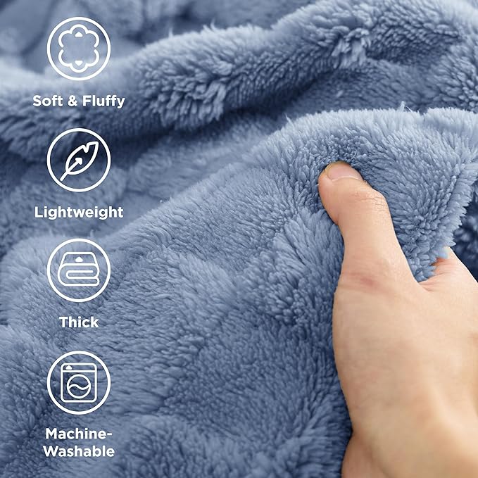 Bedsure GentleSoft Ashley Blue Throw Blanket for Couch - Checkered Fleece Blankets Gifts for Women Men Girls, Cute Soft Cozy Throw for Bedroom Home Decor Gifts, 50x60 Inches