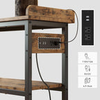 IRONCK Console Table, Sofa Table with Power Outlet, Farmhouse Hallway Table for Entryway, Living Room, Height Adjustable, Easy Assembly, Rustic Brown,32"