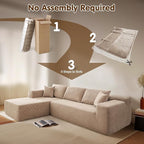 ovios 104" Cloud Sectional Couch with L-Shape Chaise,Modern Modular Sofa with Deep Seat, Upholstered Couches for Living Room Bedroom,No Assembly Required, Camel (Corduroy Fabric)