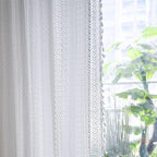 Sutuo Home Boho Curtains 120 inches for Bedroom Living Room Patio Doorway, Crochet Lace Sheer Bohemian Extra Long with Tassels,Window Treatment Drape, Single 1 Panel 59" W x 120" L, White