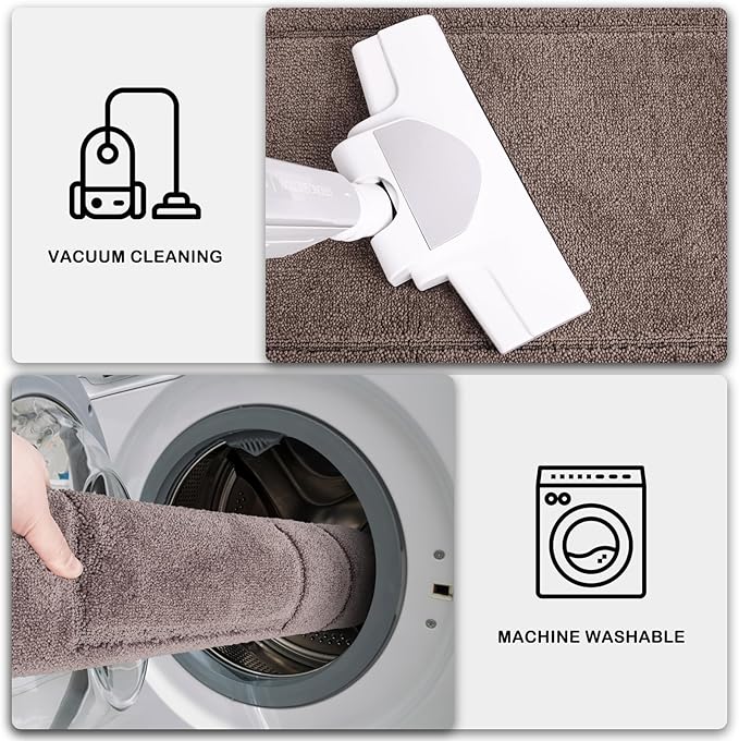 PURRUGS Dirt Trapping Door Mat 24" x 59", Non-Slip/Skid Machine Washable Entryway Rug, Dog Doormat, Super Absorbent Welcome Mat for Muddy Wet Shoes and Paws, Grayish Brown