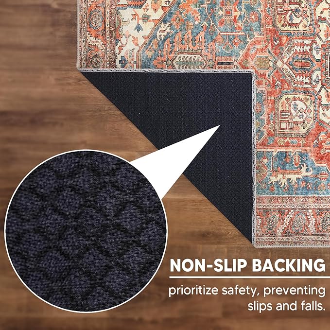 Keen Home Design 2x3 Rug - Machine Washable Entry Rug with Non-Slip Backing, Ideal for Enteryway, Kitchen, Bathroom, Laundry Room - Vintage, Easy Clean, Durable, Low Pile Rug - (2' x 3')