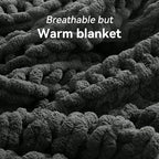 Chunky Knit Throw Blanket, 30''*40'' Knitted Throw Chenille Yarn for Bed Couch, Handmade Dark Grey Crochet Big Thick Blanket, Machine Washable Cute Comfy Blanket for Home Decor