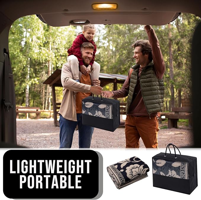 OLANLY Waterproof Outdoor Rug 5x8 ft, Outdoor Plastic Straw Rug with Flower Pattern, Reversible RV Mat for Patio, Camping, Balcony, Deck, Backyard, Black & Beige