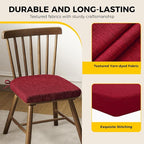 downluxe Indoor Chair Cushions for Dining Chairs, Soft and Comfortable Textured Foam Kitchen Chair Pads with Ties and Non-Slip Backing, 16" x 16" x 2", Red, 2 Pack
