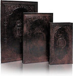 Decorative Book Box Set of 3,Vintage Style Book Shaped Storage Box,Leather Decorative Wooden Trinket Jewelry Books Boxes with Antique Embossed Pattern,Mother's Day/Graduation /Birthday Gift Idea