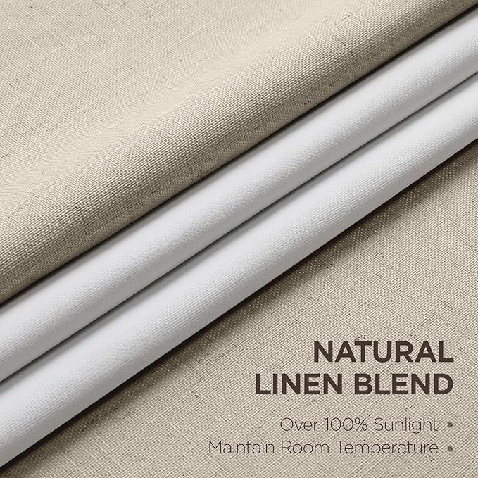 Joydeco Pinch Pleated Linen Curtains for Living Room, 100% Blackout Curtains 84 inches Long 2 Panel Thermal Insulated Pinch Pleat Drapes(Cobblestone,40'' Wx84'' L)