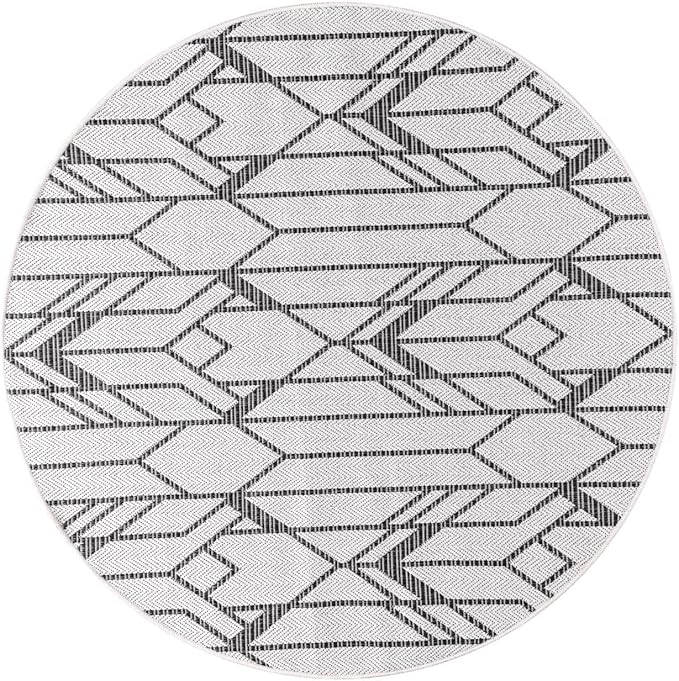 Keen Home Design Terrace Outdoor Round Rug - 8ft Round Washable Indoor/Outdoor Rug for Patio, Kitchen, Balcony, Beach, Garden, Deck and Porch, Size: 7'7" Round