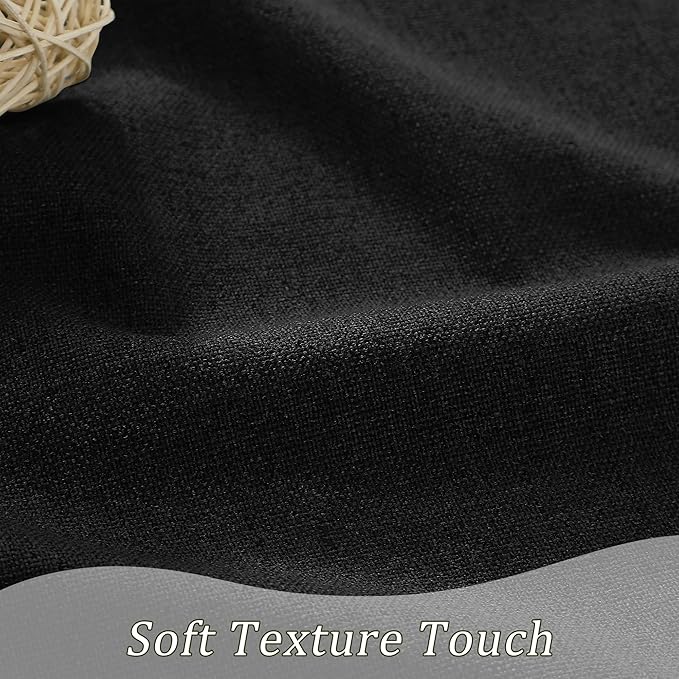 RAIN CITY Full Blackout Curtains Short 63 Inches Long, Bedroom Curtains for Home Decor, Back Tab Pleated Look Curtains with Hooks-50 x 63 Inch, Black Color