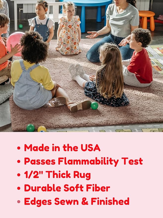 KOECKRITZ Soft and Colorful Kids Classroom Area Rugs (Passes Flammability Pill Test) Many Sizes and Bright Colors to Select from (5' x 7', Eggplant)