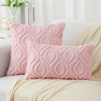 decorUhome Throw Pillow Covers 12x20 Inch Set of 2, Soft Plush Decorative Faux Fur Light Pink Solid Couch Pillow Covers, Accent Farmhouse Neutral Lumbar Euro Pillow Cases for Sofa Bed Living Room