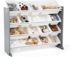 Humble Crew Supersized Toy Storage Organizer with 16 Removable Bins, Grey/White – Large Toy Storage for Toddlers Ideal for Kids' Rooms, Playrooms, and Nurseries - Modern Toy Bins for Kids
