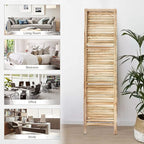 Room Divider with Shelves, Privacy Screen, Room Dividers and Folding Privacy Screens, 5 Panel Wood Temporary Wall Partition Separation Separator, Natural