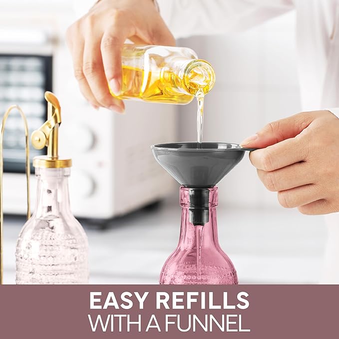 COOK WITH COLOR Glass Olive Oil Bottle Dispenser - 2 Pack- 17oz Oil and Vinegar Cruet - Olive Oil Carafe Decanter for Kitchen