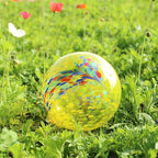 10 Inch Gazing Ball Glass Reflective Garden Globe Outdoor Gazing Globe Yard Ornament for Garden Yard Home Outdoor Decoration Yellow（NOT Solar