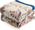 Boho Throw Blanket, 100% Organic Cotton Breathable Ultra Soft Bed Quilt Throw - All Season Floral Bird Butterfly Farmhouse Decor Blanket for Sofa Couch Chair and Gift. 60" x 80"