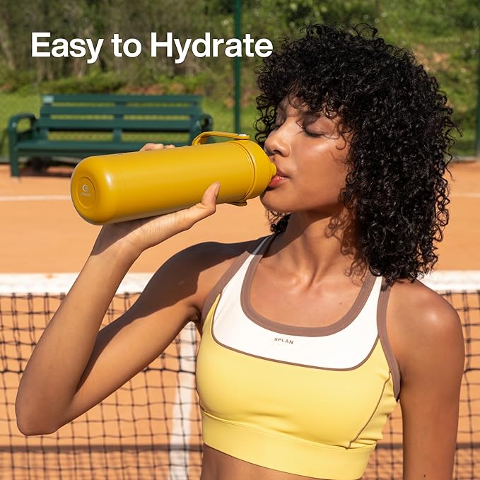 Insulated Water Bottle with Straw Stainless Steel Water Bottle, Leak-Proof, BPA-Free, Double Wall Vacuum Keeps Cold for 24 Hours for Sports, Travel, School (18 oz, Elfin Yellow)