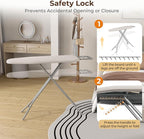 Yaheetech Foldable Ironing Board, Heavy Duty Iron Board with 9 Adjustable Heights, 4 Layer Cover and Safety Iron Rest, 52X14 Compact and Space Save Iron Board for Home Laundry Room Use, Beige