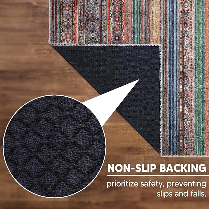 Keen Home Design 5x7 Rug - Machine Washable Area Rug with Non-Slip Backing, Ideal for Living Room, Dining Room, Bedroom - Vintage, Easy Clean, Durable, Low Pile Rug - (5' x 7')