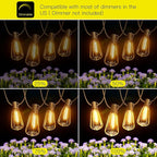 OHLUX 120FT Outdoor String Lights, 62 ST38 Edison LED Bulbs, E12 Base, 2200K Cafe Warm Color, Max.Connectable 14 Strands, Anti-Fall & Waterproof, Dimmable, Hanging for Outside Patio Backyard Bistros