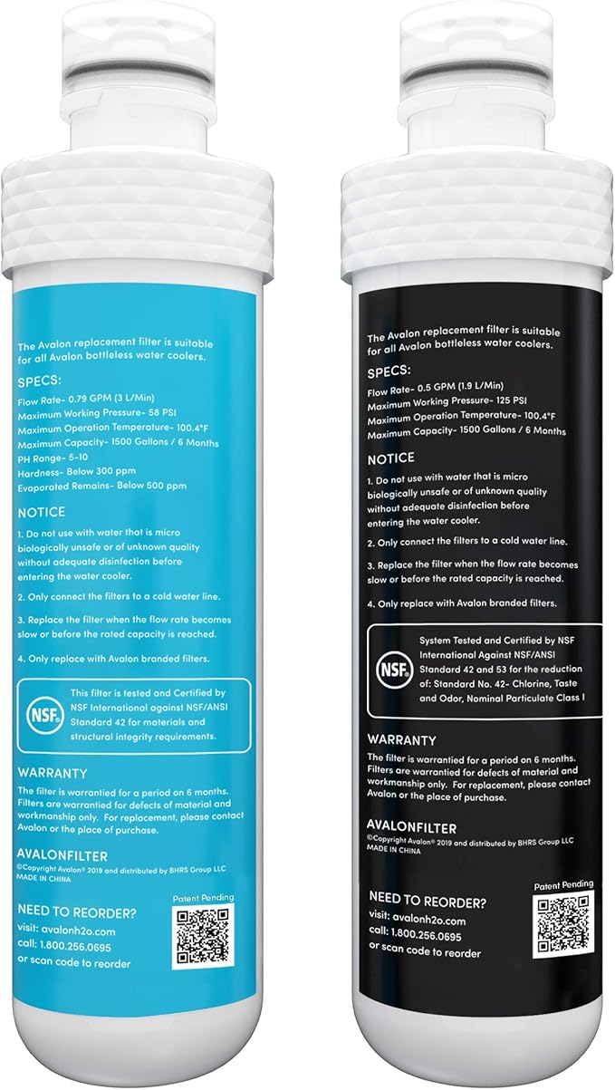Avalon Genuine 2 Stage Replacement Filters For All Avalon Branded Bottleless Water Coolers NSF Certified, 2 Count (Pack of 1)